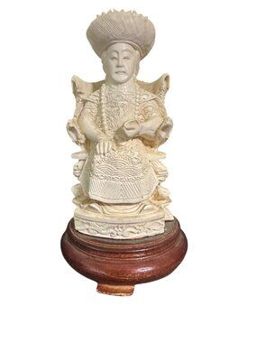 Vintage Carved Resign Chinese Emperor Figurine Statue 6" Eagle Throne